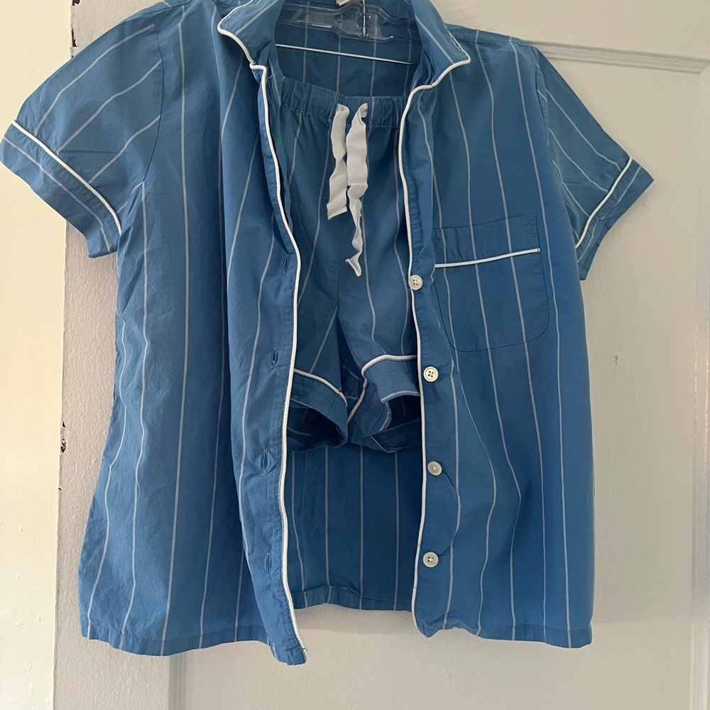 J. Crew Factory Blue Striped Pajama Set